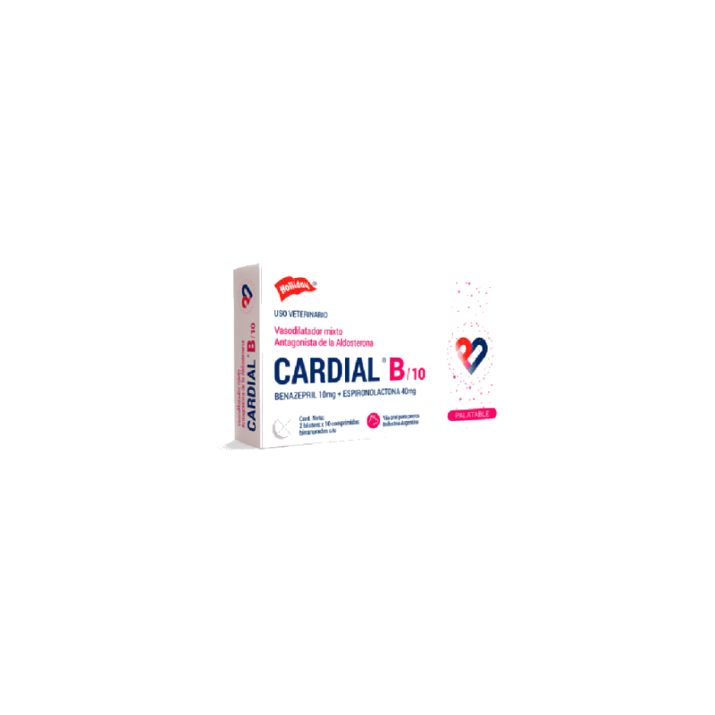 Cardial B/10 Comprimidos | Benazepril 10mg + Espironolactona 40mg | Cardíaco para Perros |