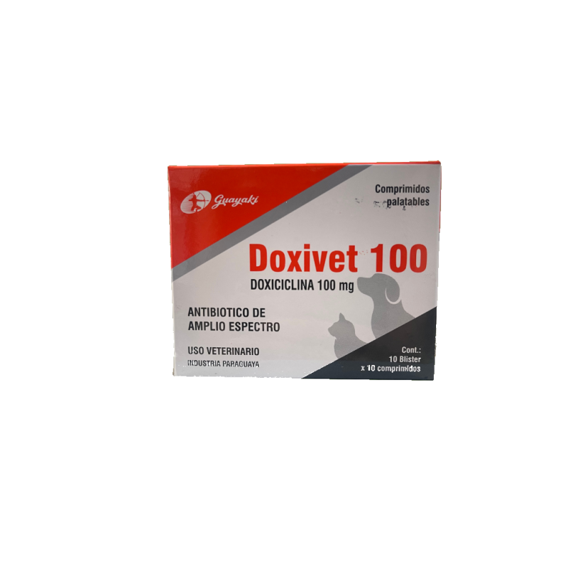 Doxivet 100 Blister * 10 comp | Doxiciclina 100mg Antibiótico Amplio Espectro | Perros y Gatos