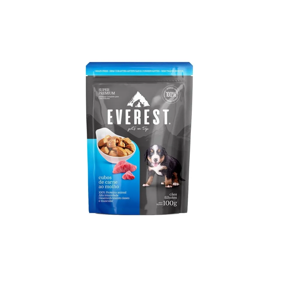 Everest Cubos de Carne para Cachorros 100g | Alimento Húmedo Super Premium