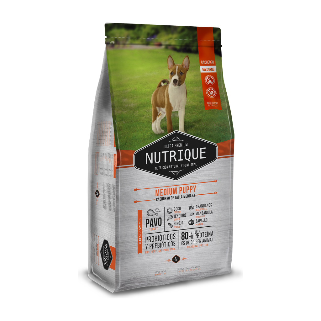 Nutrique Medium Puppy * 12kg — Alimento con Pavo para Cachorros Raza Mediana | Vitalcan