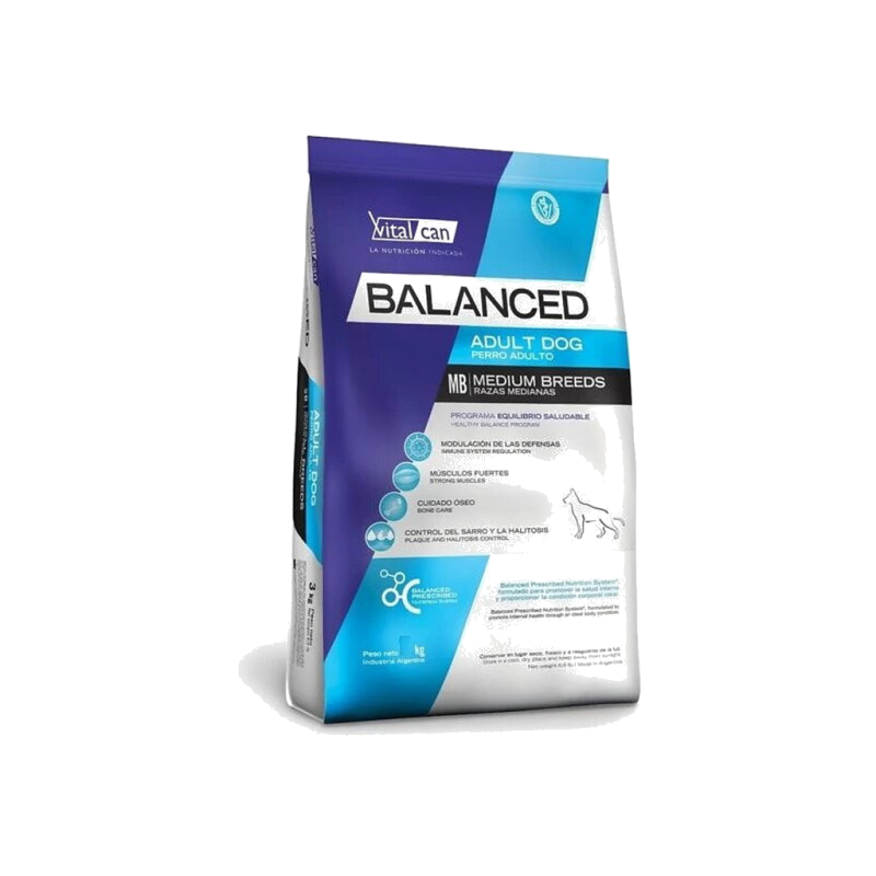 Vitalcan Balanced Adult Dog Medium Breeds 12kg — Salud Ósea y Defensas para Perros de Razas Medianas
