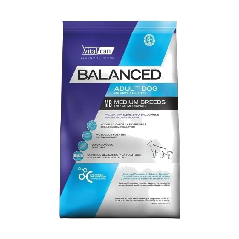 Vitalcan Balanced Adult Dog Medium Breeds 20kg — Salud Ósea y Defensas para Perros de Razas Medianas