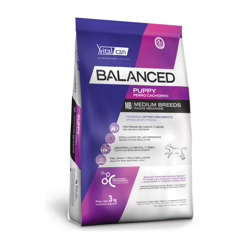 Vitalcan Balanced Puppy Medium Breeds * 3kg — Óptimo Crecimiento y Desarrollo Óseo para Cachorros de Razas Medianas