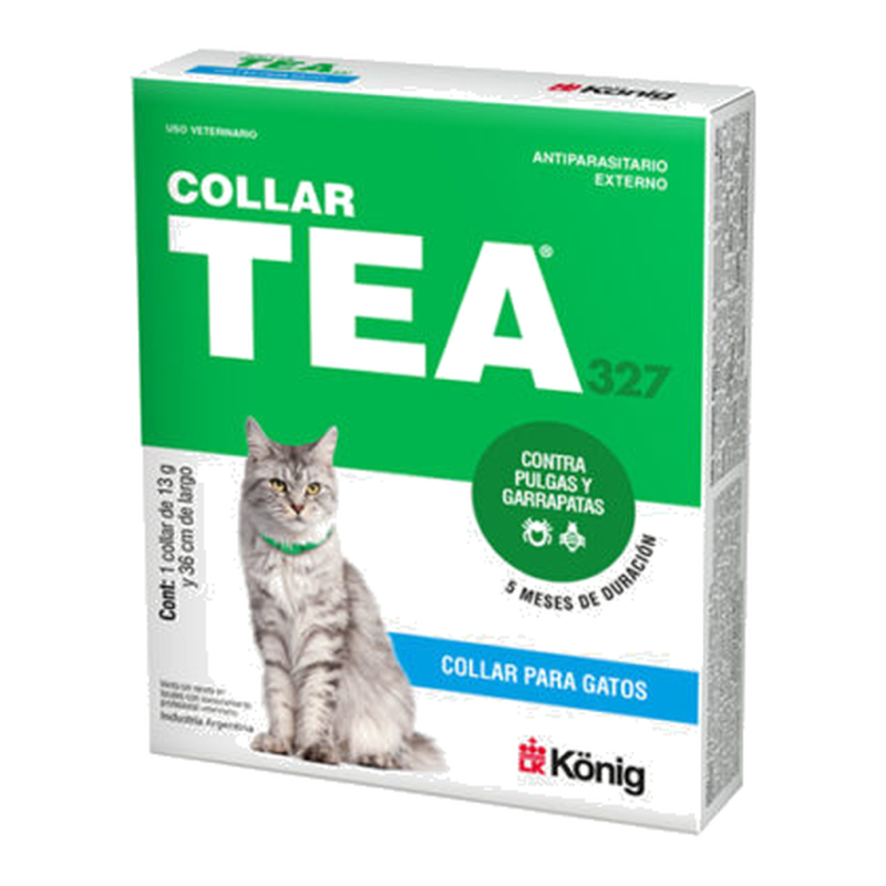 Collar TEA 327 Gatos — Antiparasitario Externo 5 Meses de Duración