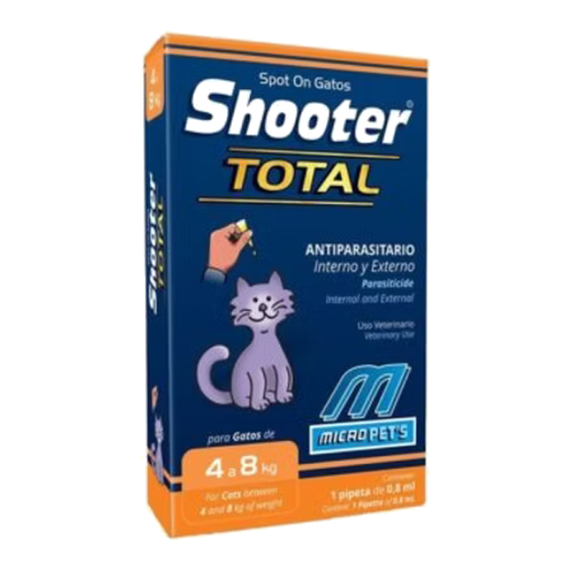 Shooter Total Gatos 4-8kg — Antiparasitario Spot On Interno y Externo